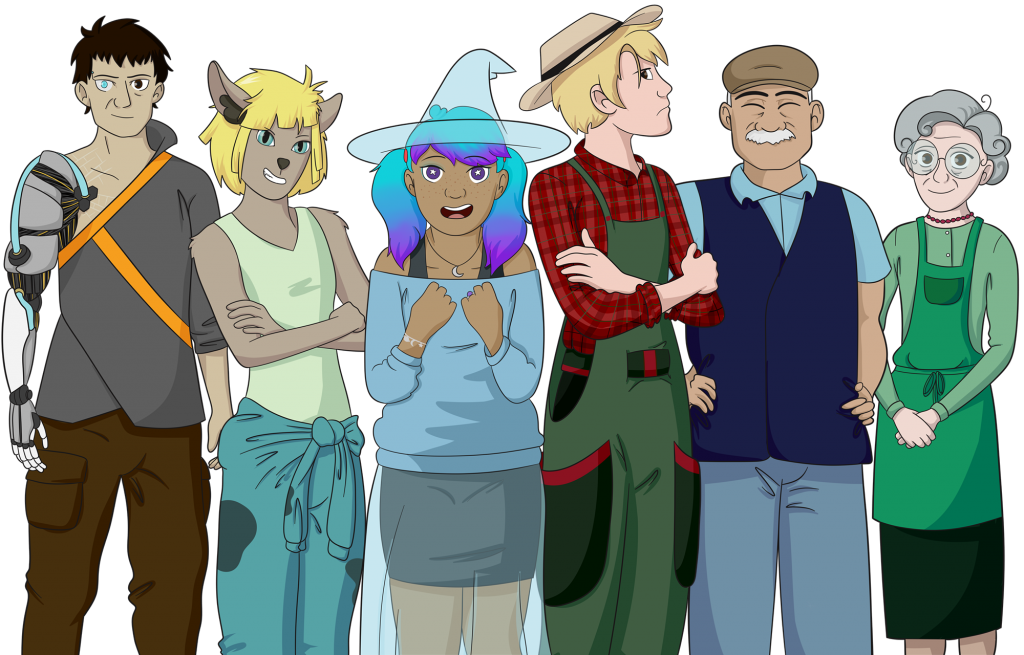 A large assortment of friendly characters.