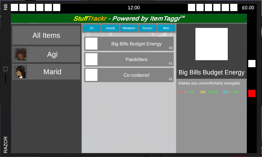 An in-game concept for the StuffTrackr app.