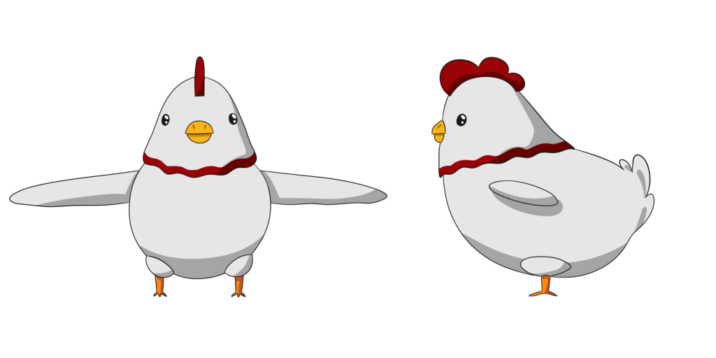 Reference image for the Terran Chicken, a mostly white chicken that's very round.